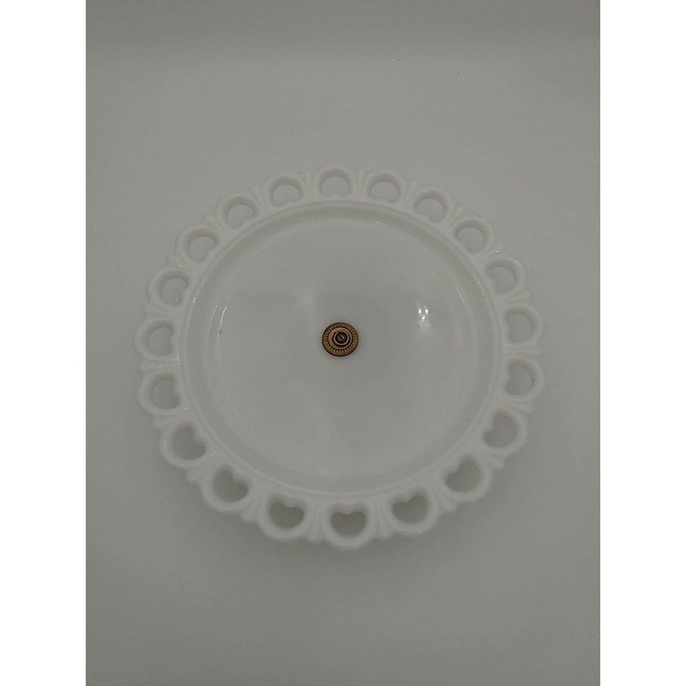 Vintage Open Lace Edge Milk Glass, Rotating Serving Platter Cake Stand 13"x 3"